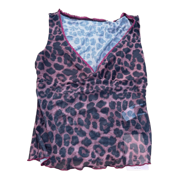 Lilla leopardmønstret mesh-top