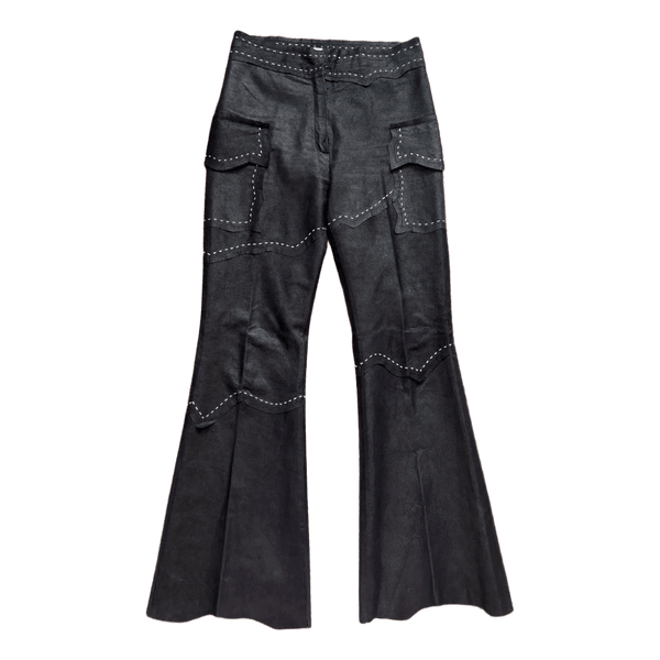 Black suede trousers