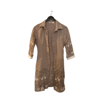 Embroidered belted coat