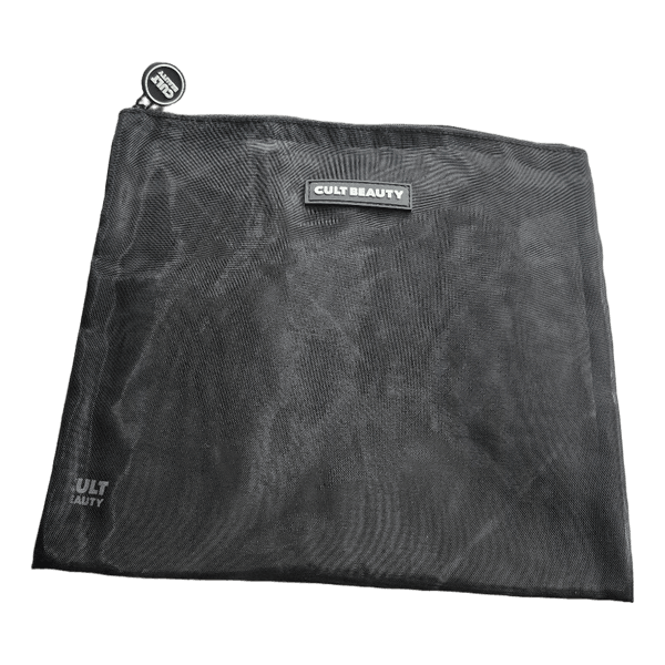 Black mesh cosmetic bag