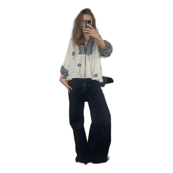 Hvid Zara broderet bluse