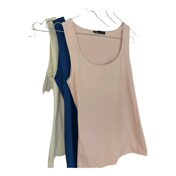 Zara lyserød, blå og hvid tanktop