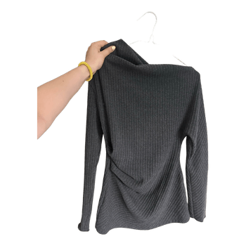 Grey ribbed long-sleeve top Zara