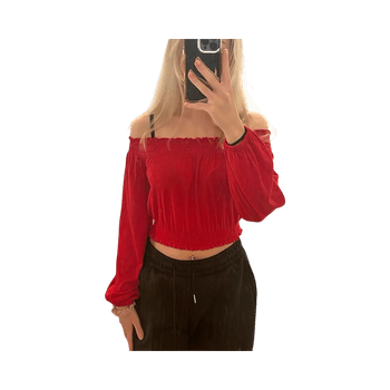 Punainen off shoulder pusero