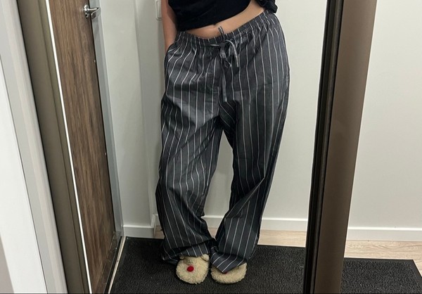 Grey pinstripe trousers