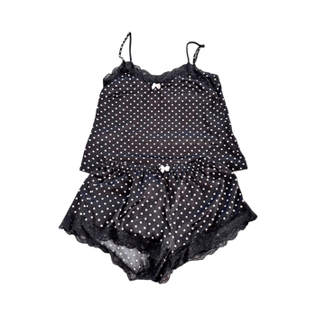 Yöpuku pallokuviolla ja ruseteilla