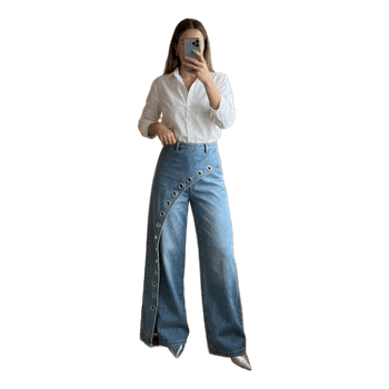 Blaue Wide Leg Jeans