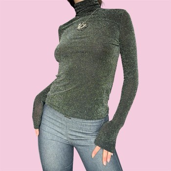 Silver shimmer black turtleneck