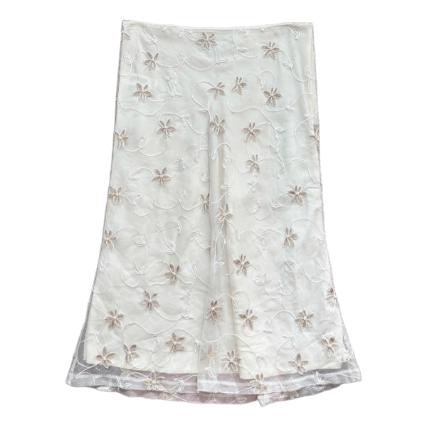 White embroidered midi skirt