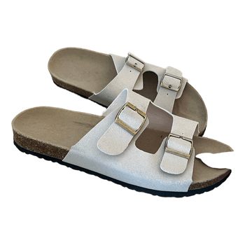 Beige double strap sandals