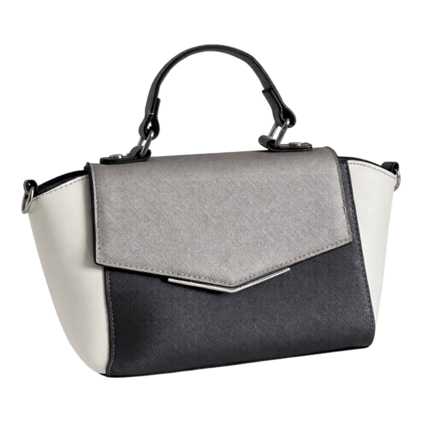 Chic Tri-Color Structured Satchel Bag 🤍