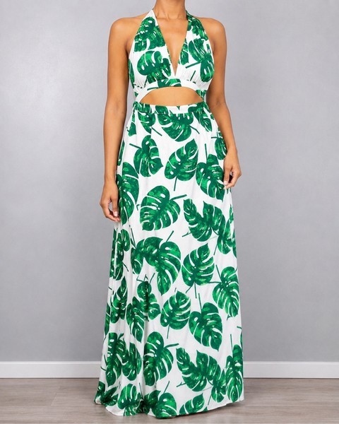 Tropical print maxi dress