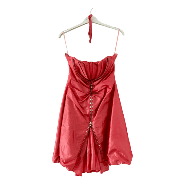 Satin cocktailkjole med sweetheart-udskæring og lynlås detajle
