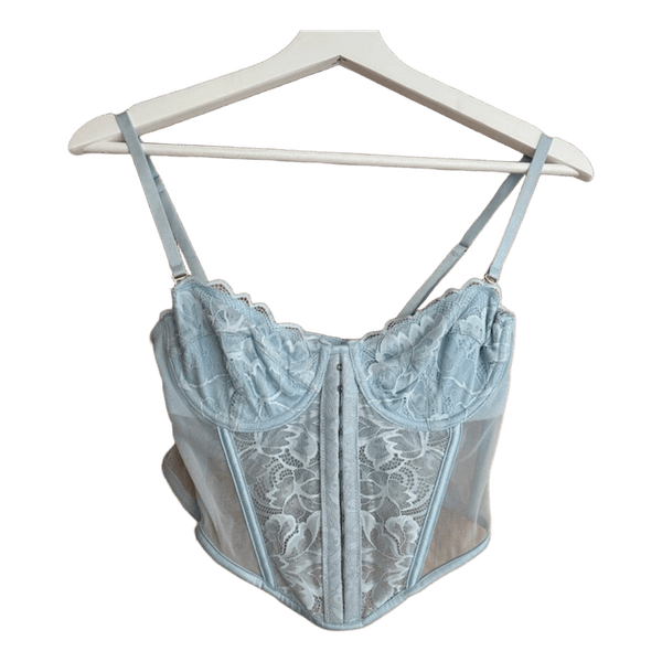 Lyseblå blonde corset top