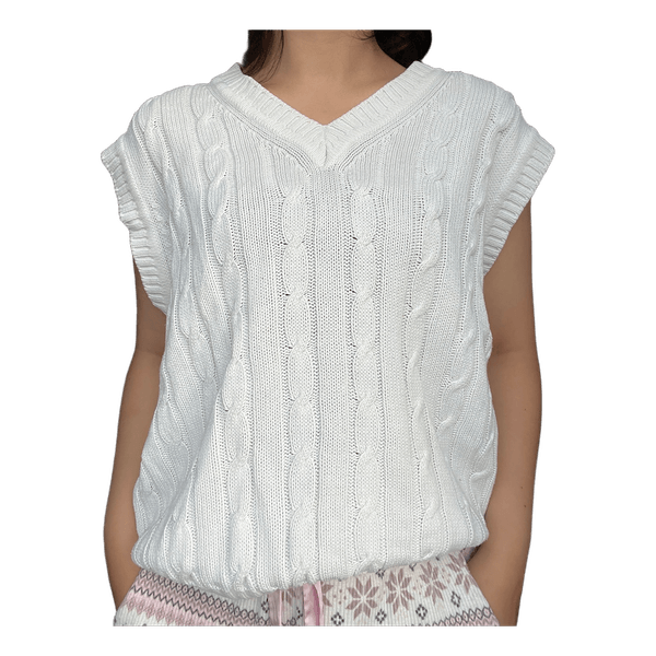 White cotton knitted vest