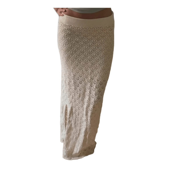 Beige strikket nederdel