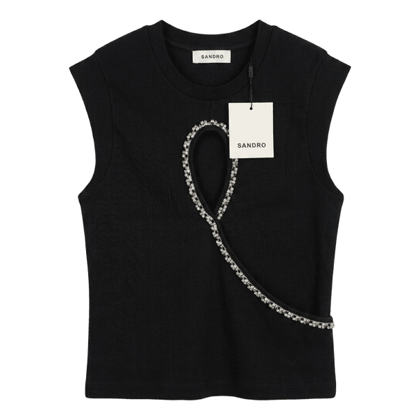 Sandro black ribbed top