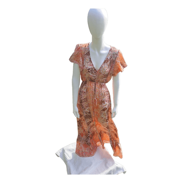 Orange silk long dress