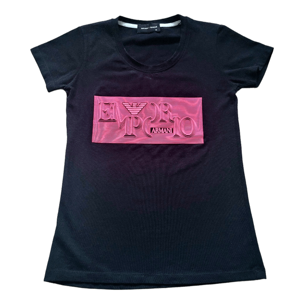 Emporio Armani black t-shirt with pink graphic