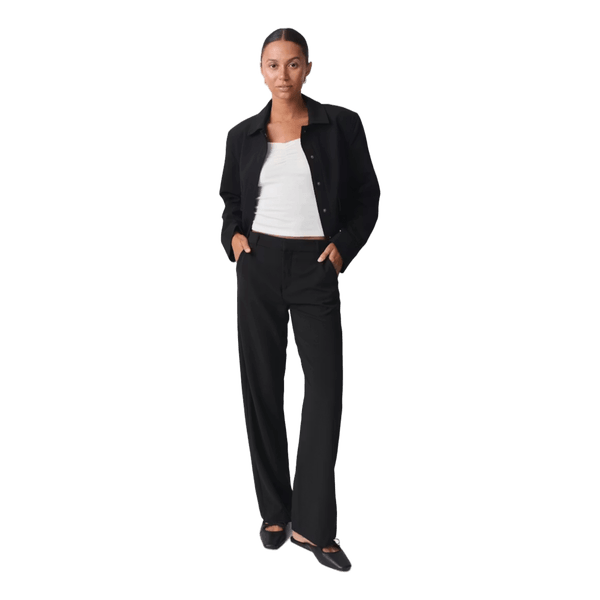 Black straight regular trousers