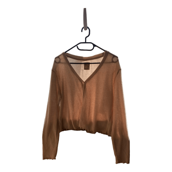 Beige ribbed cardigan