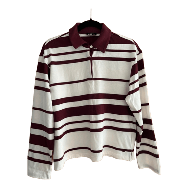 Stribet langærmet polo shirt