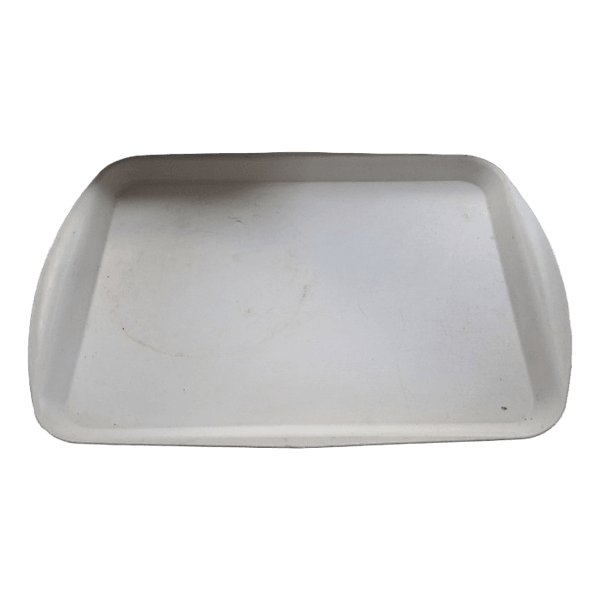 White plastic serving tray
