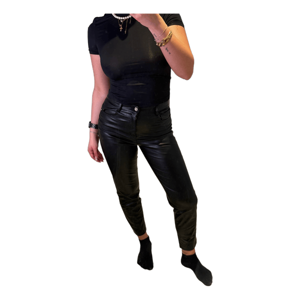 Black faux leather trousers