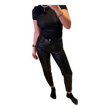 Black faux leather trousers