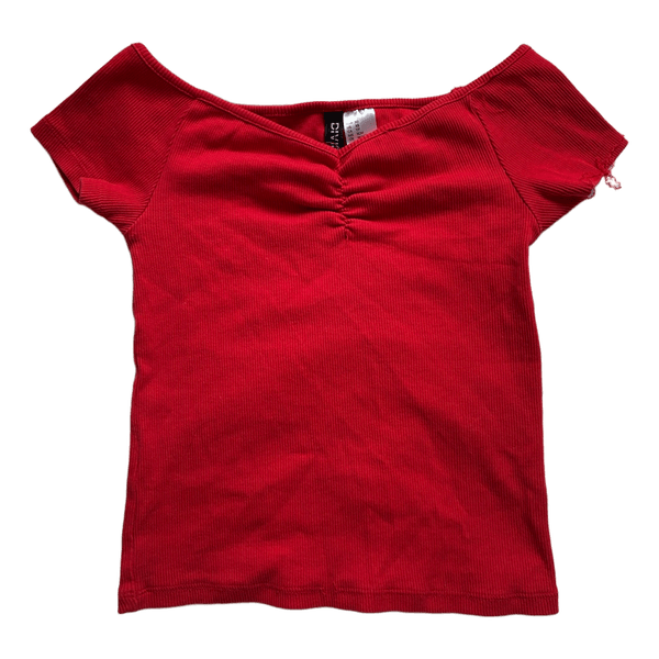 Rød ribbet top