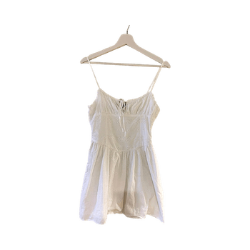 Valkoinen spagettiolkain mekko / S