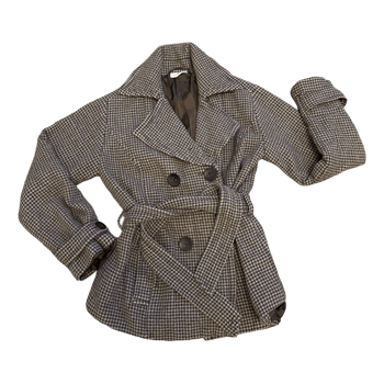 Brown houndstooth belted jacket