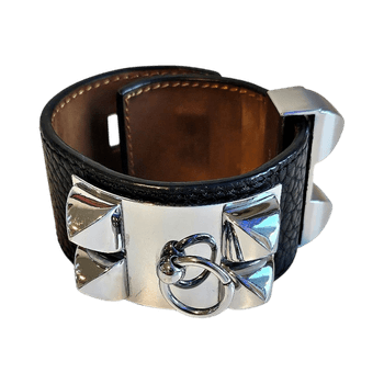 Black leather cuff bracelet