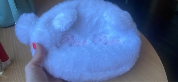 White furry cosmetic bag