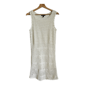 Mango Suit Crochet Lace Dress Size M White Boho Summer Beach Cover Up Cotton