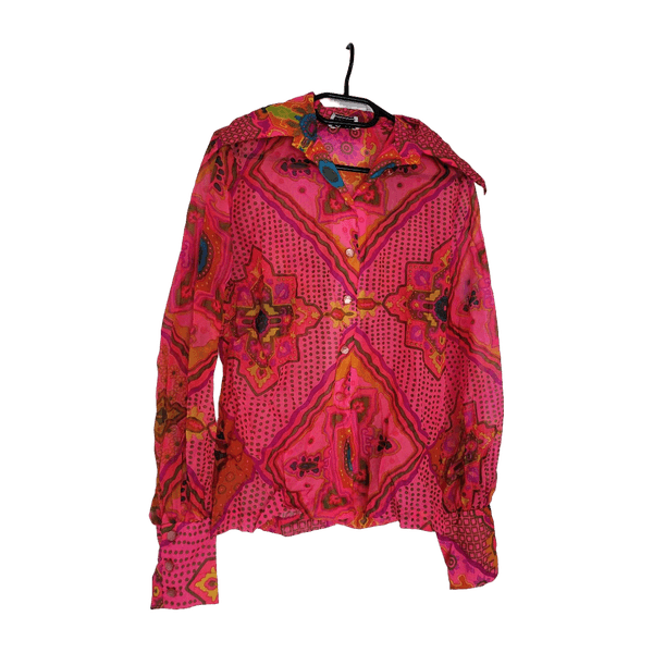 Pinkki vintage sifonki paitapusero