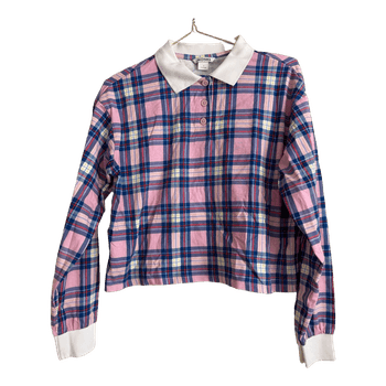 Monki plaid polo shirt