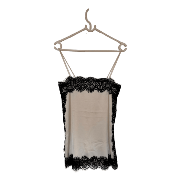 Hvid og sort blonde-top