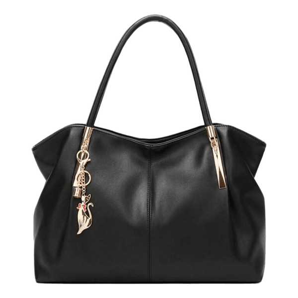 Black faux leather shoulder bag