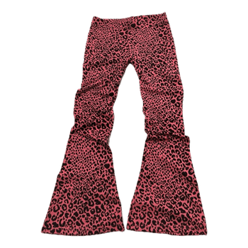 Vintage Leopard Print Pink Flared Leggings