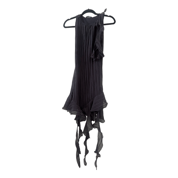 Black pleated frill dress