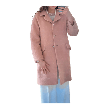 Vaaleanpunainen villakangastakki