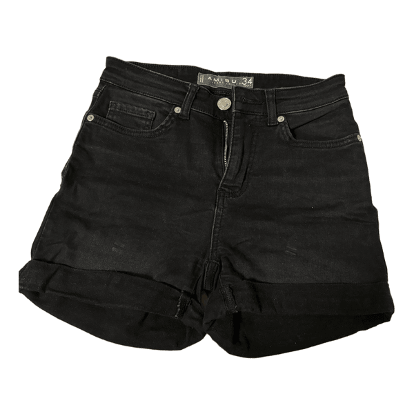 Black denim shorts