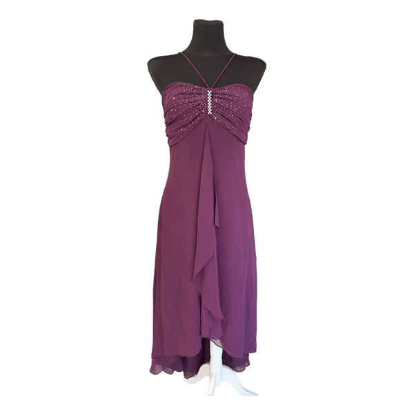 Purple embellished evening dress