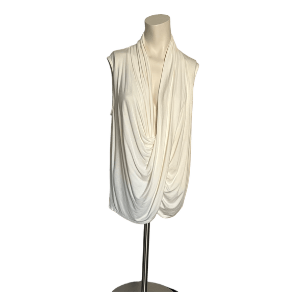 White draped sleeveless top