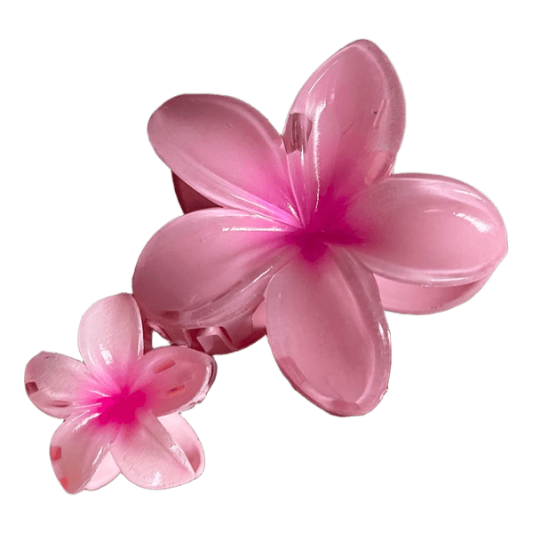 Pink flower hair clips