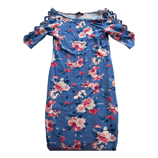 Blue floral casual dress