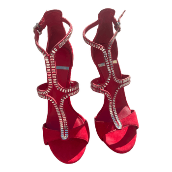 Red embellished heels