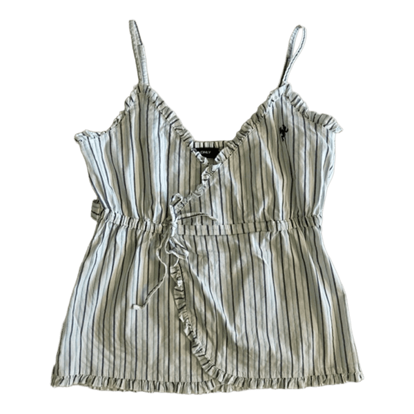 Striped ruffle wrap top