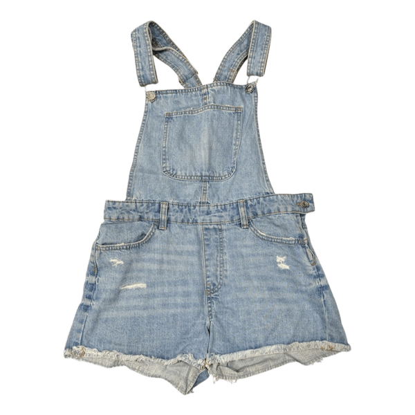 Blue denim overall shorts